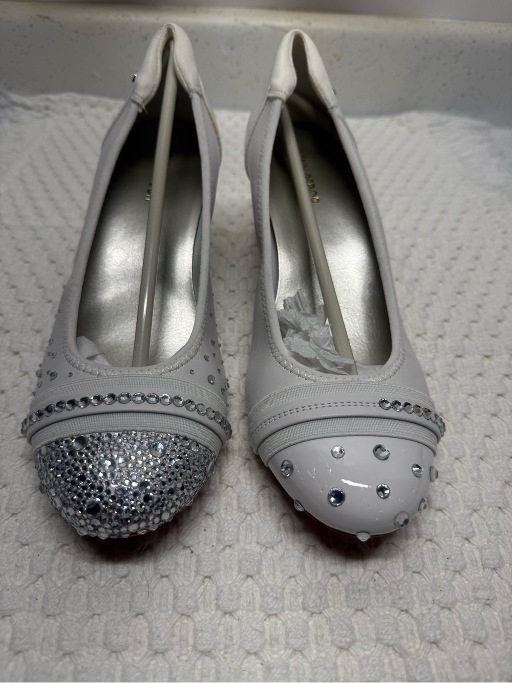 Jenn Ardor White Crystal-Accent Ballet Flats